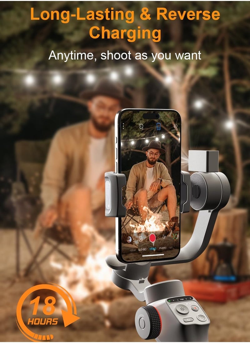 FUNSNAP - C05 Gimbal Stabilizer for Smartphone, iPhone Gimbal w/Focus Wheel Face/Object Tracking Gimbal for iPhone 15 14 Pro Max/Android 3-Axis Handheld Phone Gimbal for Video Recording - Image 1