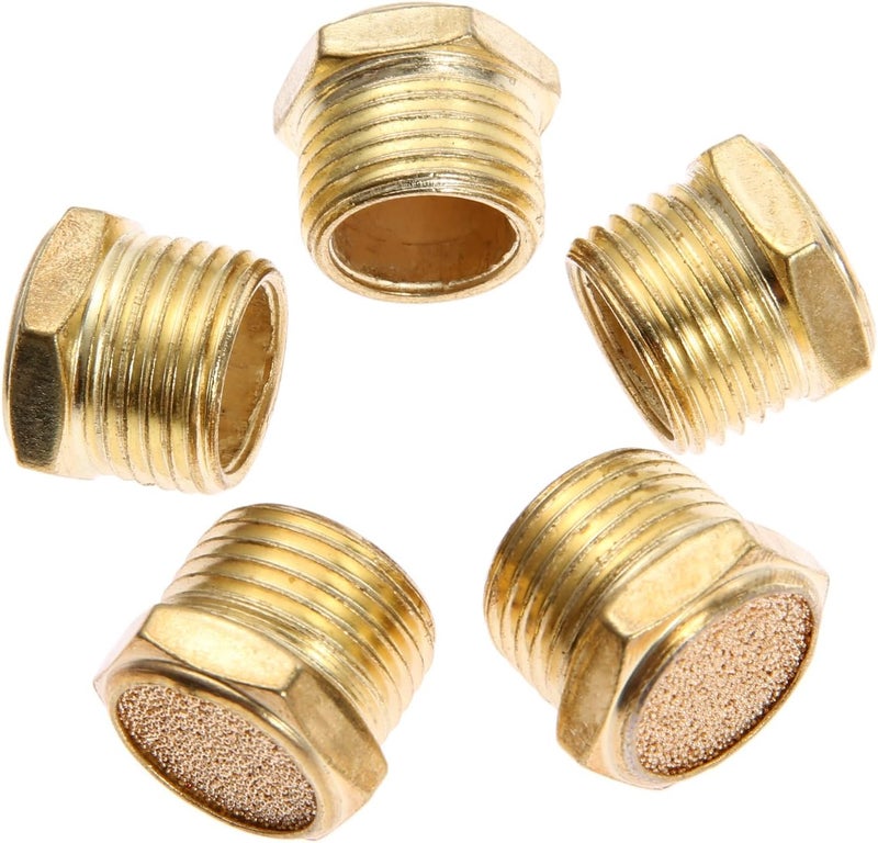 Mtsooning Air Pneumatic Muffler, 5PCS Sintered Bronze Exhaust Silencer Fitting Flat 1/2" NPT Head Threaded Vent Filter - Image 2