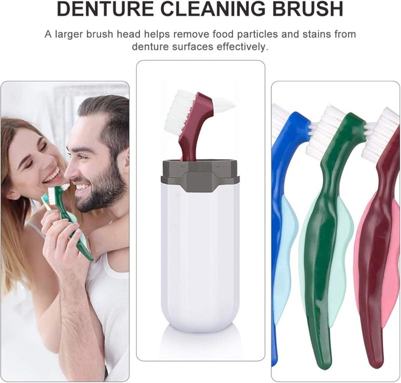 Denture Cleaning Brush 3 Pack Dual Head Hard Bristles For False Teeth Stain Removal - Image 5