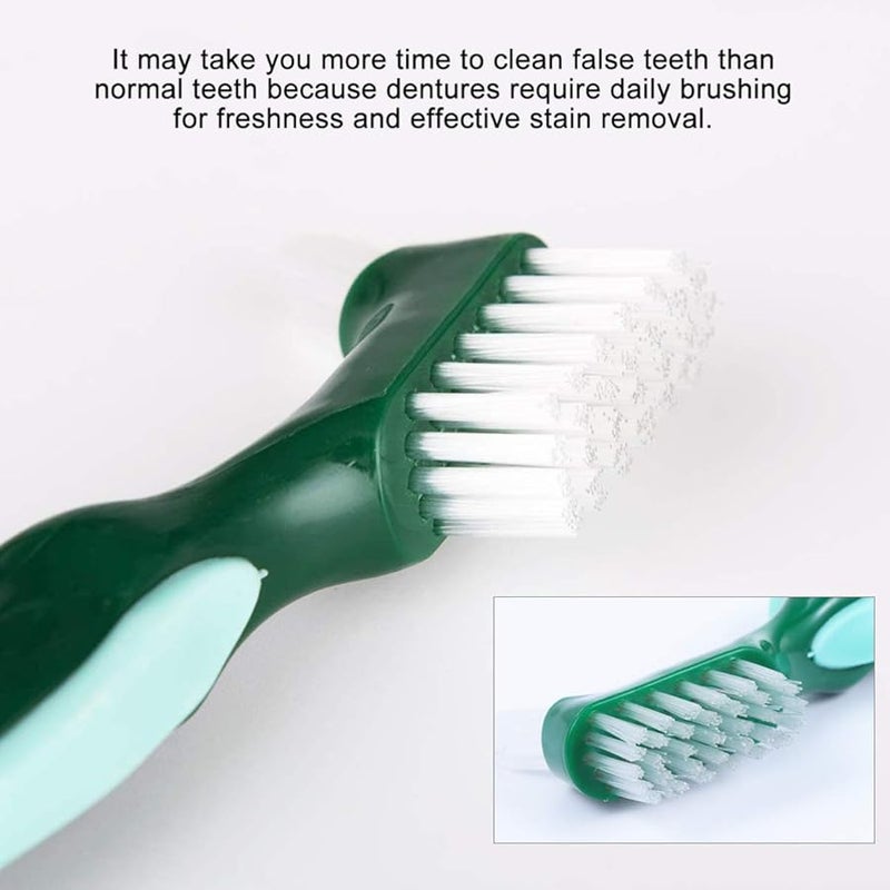 Denture Cleaning Brush 3 Pack Dual Head Hard Bristles For False Teeth Stain Removal - Image 4