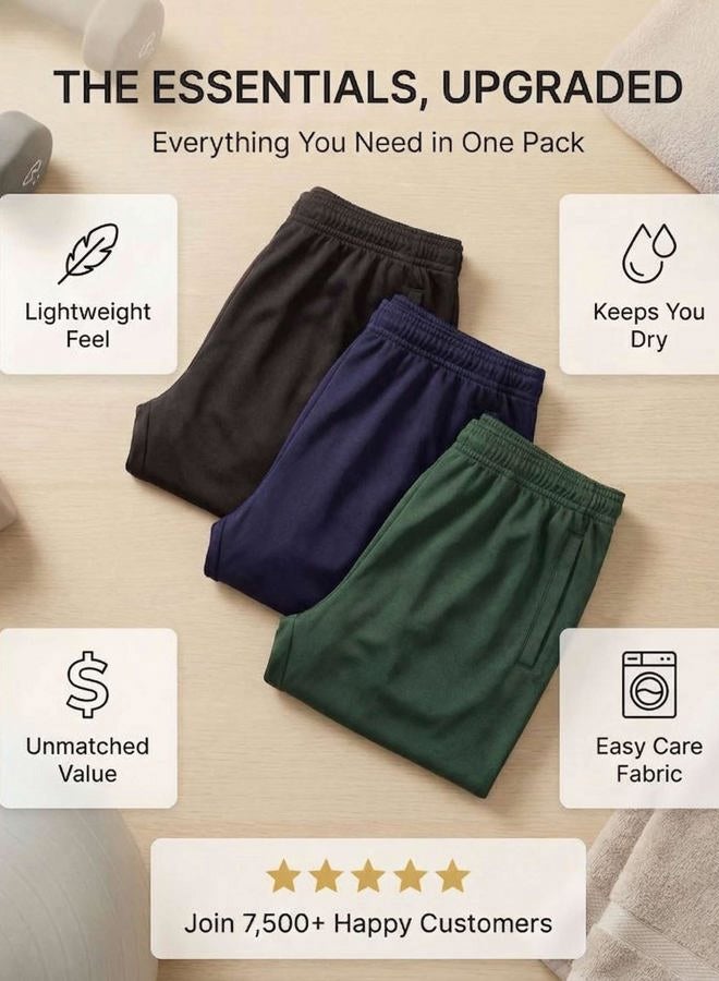 REALESSENTIALS 3 Pack: Big & Tall King Size Mens Men's Mesh Athletic Active Gym Workout Open Bottom Sweatpants Pockets Sports Training Track Running Casual Lounge Quick Dry Relaxed Straight Leg - Set 5, 3X - Image 5