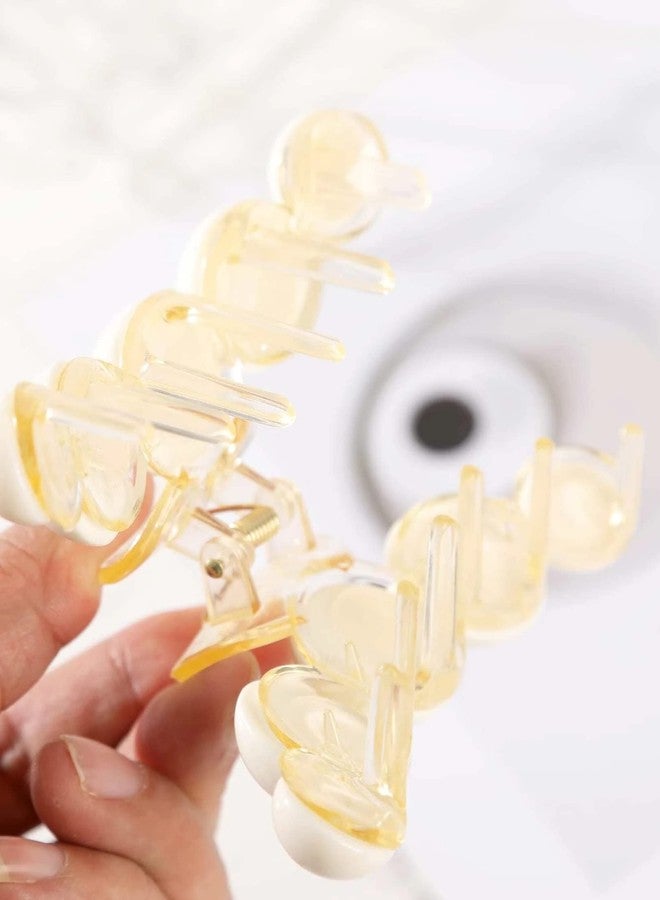 ANNACREATIONS 2 Pcs Korean Fashionable Fancy Stylish Large Pearl Hair Claw Clips Long Hair Jaw Clips Clutches Barrettes Hair Accessories for Women and Girls (Cream) - Image 2