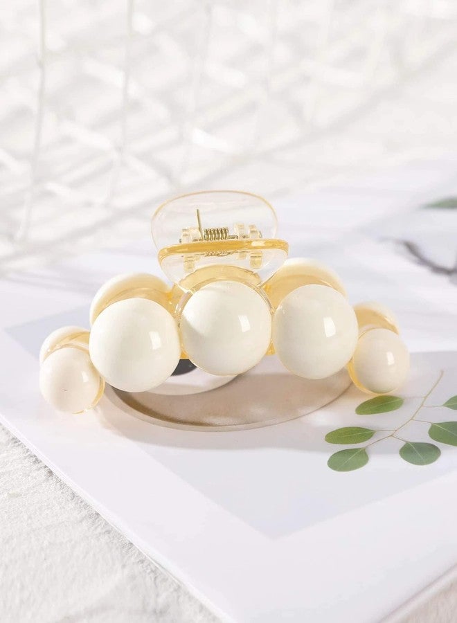 ANNACREATIONS 2 Pcs Korean Fashionable Fancy Stylish Large Pearl Hair Claw Clips Long Hair Jaw Clips Clutches Barrettes Hair Accessories for Women and Girls (Cream) - Image 5