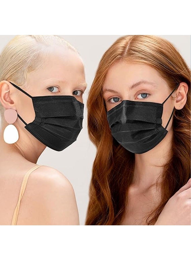 50Pcs Disposable Face Masks, Breathable Mask 3 Layer with Nose Clip Elastic Earloop（Multicolor/Black） - Image 5