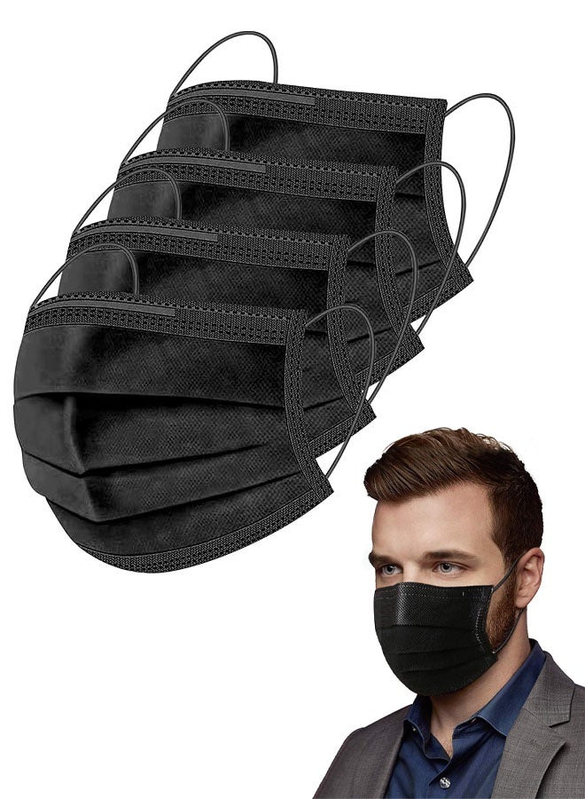 50Pcs Disposable Face Masks, Breathable Mask 3 Layer with Nose Clip Elastic Earloop（Multicolor/Black） - Image 1