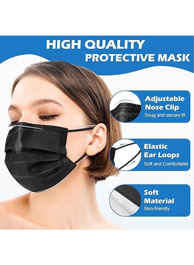 50Pcs Disposable Face Masks, Breathable Mask 3 Layer with Nose Clip Elastic Earloop（Multicolor/Black） - Image 4
