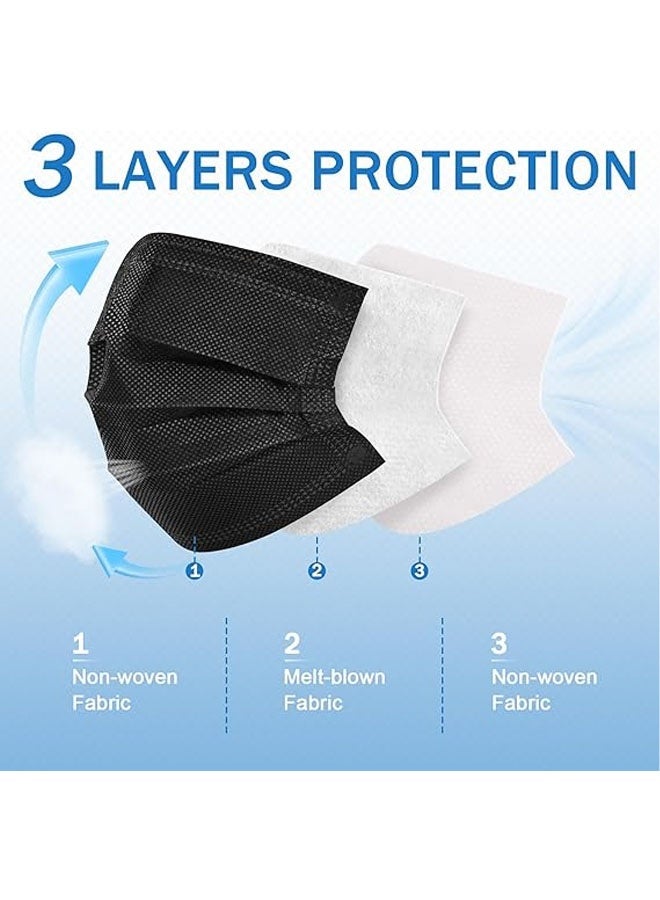 50Pcs Disposable Face Masks, Breathable Mask 3 Layer with Nose Clip Elastic Earloop（Multicolor/Black） - Image 3
