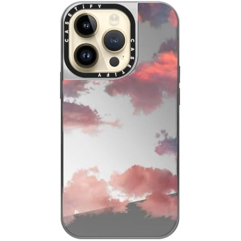 Casetify Mirror Case for iPhone 14 Pro Compatible with Magsafe - Clouds - Silver on Silver - Image 4