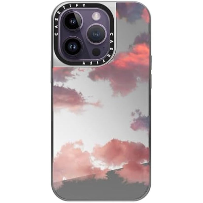 Casetify Mirror Case for iPhone 14 Pro Compatible with Magsafe - Clouds - Silver on Silver - Image 2