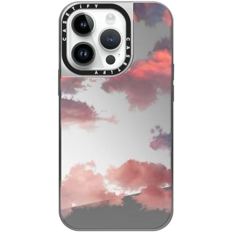 Casetify Mirror Case for iPhone 14 Pro Compatible with Magsafe - Clouds - Silver on Silver - Image 1