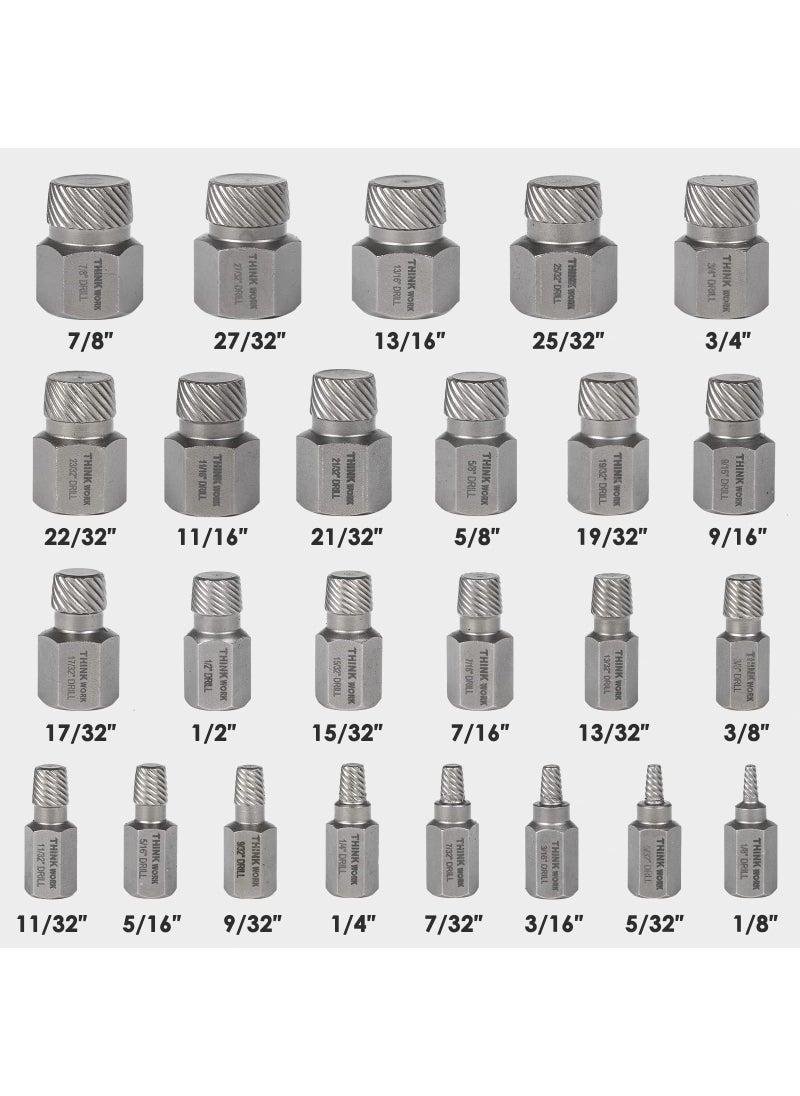 THINKWORK THINKWORK Upgraded Screw Extractor Set, 25-Piece 3/8" Inch Drive Easy Out Bolt Extractor Set, Multi-Spline, for Removing Broken Studs, Bolts, Screws  - Image 3