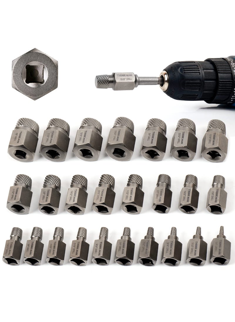 THINKWORK THINKWORK Upgraded Screw Extractor Set, 25-Piece 3/8" Inch Drive Easy Out Bolt Extractor Set, Multi-Spline, for Removing Broken Studs, Bolts, Screws  - Image 1