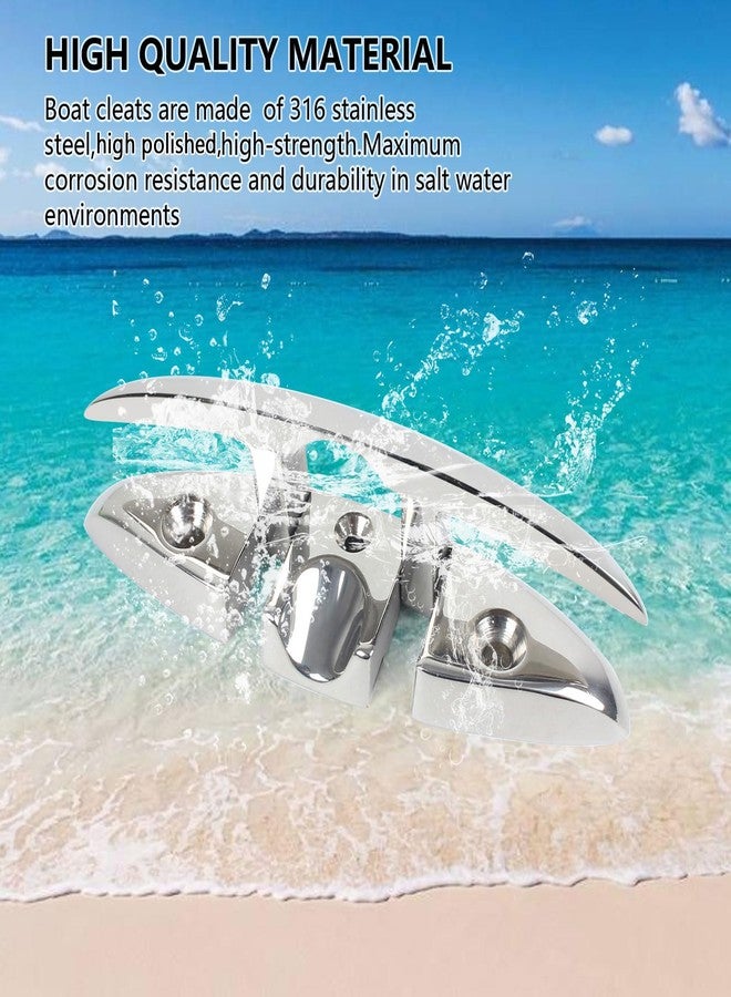 BALAVA 5 Inch Boat Cleats,316 Stainless Steel Folding Boat Dock Cleats,Flip Up Dock Cleat Rope Cleat for Boat,Yacht,Decks,Dock Line Mooring,Fasteners Included (2Pack) - Image 4