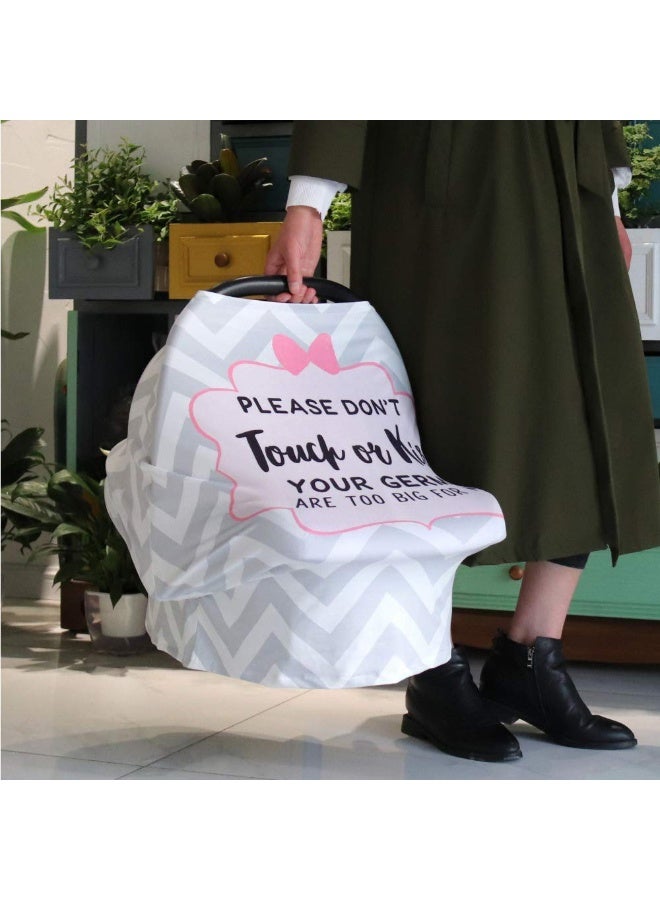 SWESEN Baby Car Seat Covers, No Touching Sign Car seat Canopy, Infant Stroller Covers for Newborn Girl Boy, Multiuse Nursing Covers for Breastfeeding, Ultra-Soft Breathable, Nursing Scarf, Wavy - Image 2