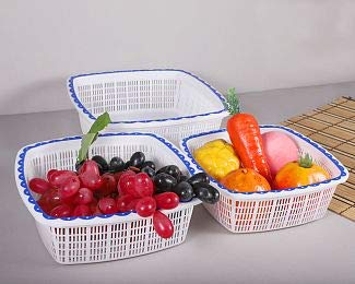 Nayasa Jingle Square Basket, 3 Piece (Blue,Plastic) - Image 1