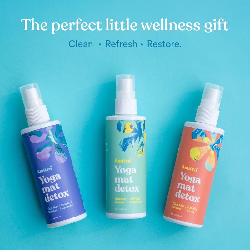 ASUTRA Yoga Mat Cleaner Spray (Uplifting Eucalyptus), 4 fl oz - No Slippery Residue, Organic Essential Oils, Deep-Cleansing for Fitness Gear & Gym Equipment, Microfiber Towel Included - Image 3