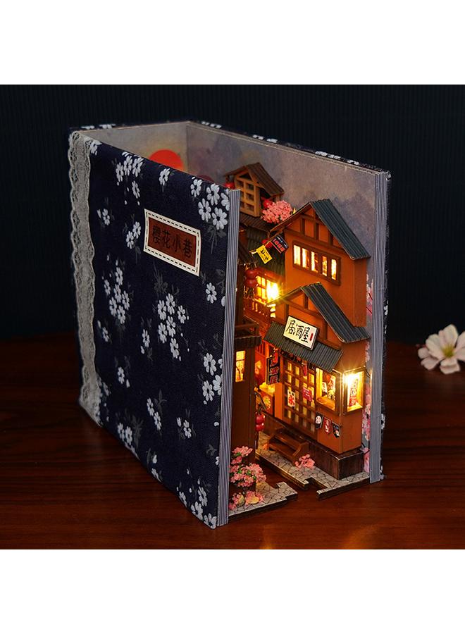 الأزرق جي دبليو DIY كوخ ساكورا زقاق 3D مجمعة باليد ثلاثية الأبعاد مع الأضواء - Image 1