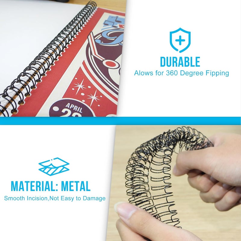 RAYSON Double Loop Binding Wires, Mixed Sizes (7/16", 1/2", 9/16", 5/8"), 3:1 Pitch 32-Loop Black, Pack of 96 - Image 4