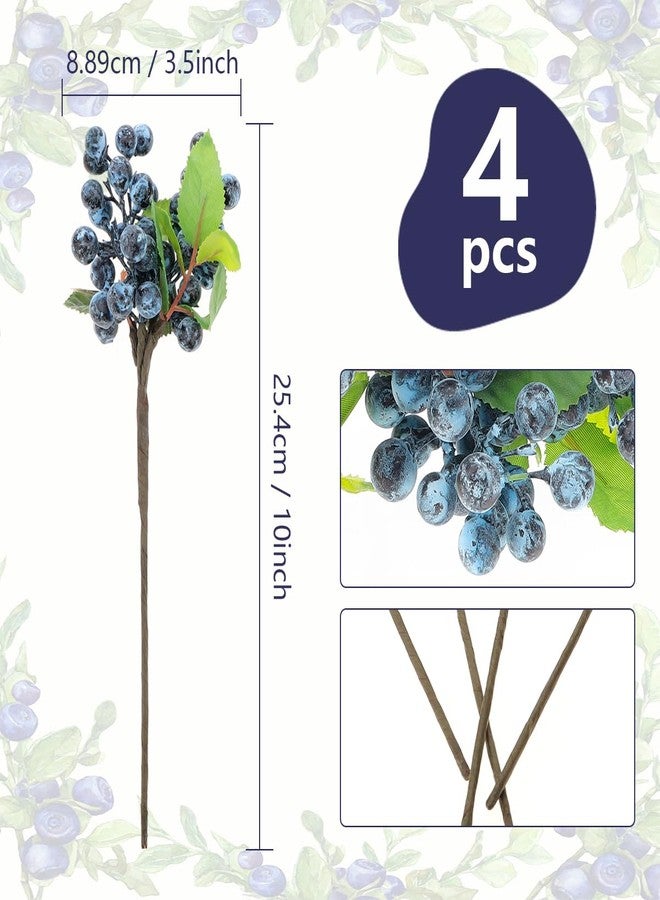 Quancru 4pcs Artificial Blueberries Fruit Stems Fake Berries Picks Flowers Plant Decorations DIY Flower Arrangement Garland Bouquet Home Wedding Party - Image 2