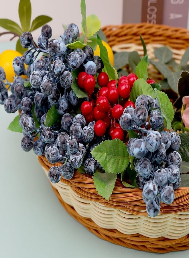 Quancru 4pcs Artificial Blueberries Fruit Stems Fake Berries Picks Flowers Plant Decorations DIY Flower Arrangement Garland Bouquet Home Wedding Party - Image 4