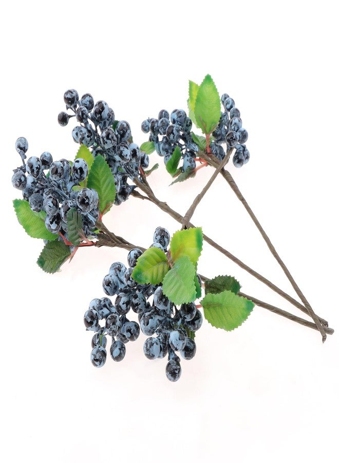 Quancru 4pcs Artificial Blueberries Fruit Stems Fake Berries Picks Flowers Plant Decorations DIY Flower Arrangement Garland Bouquet Home Wedding Party - Image 1