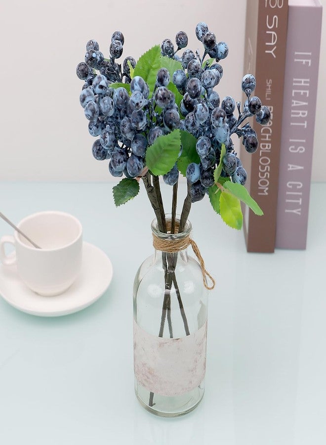 Quancru 4pcs Artificial Blueberries Fruit Stems Fake Berries Picks Flowers Plant Decorations DIY Flower Arrangement Garland Bouquet Home Wedding Party - Image 5