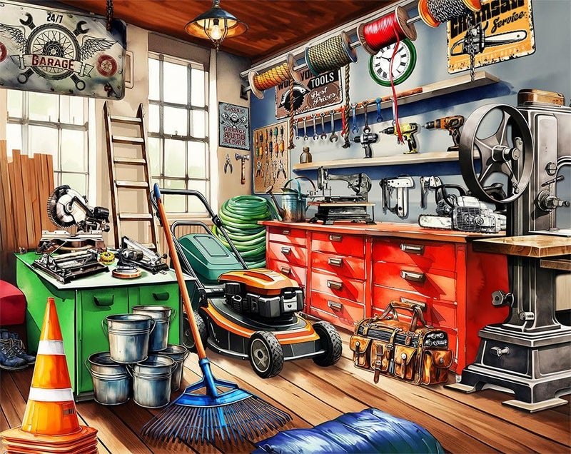 Springbok Tool Mans Garage 1000 Piece Puzzle for Adults Colorful Garage Filled with a Handymans Gear - Image 3