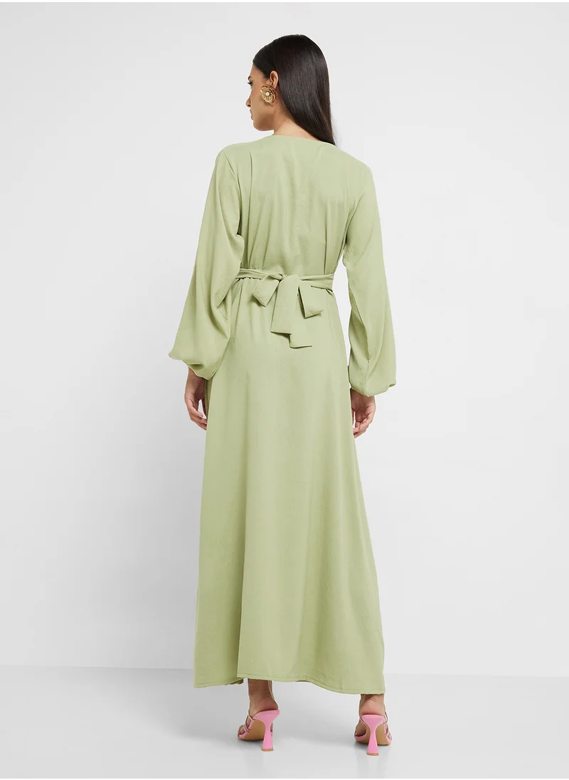 hayas closet Emroidered Belted Jalabiya