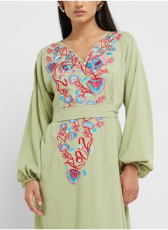 hayas closet Emroidered Belted Jalabiya  - Image 3