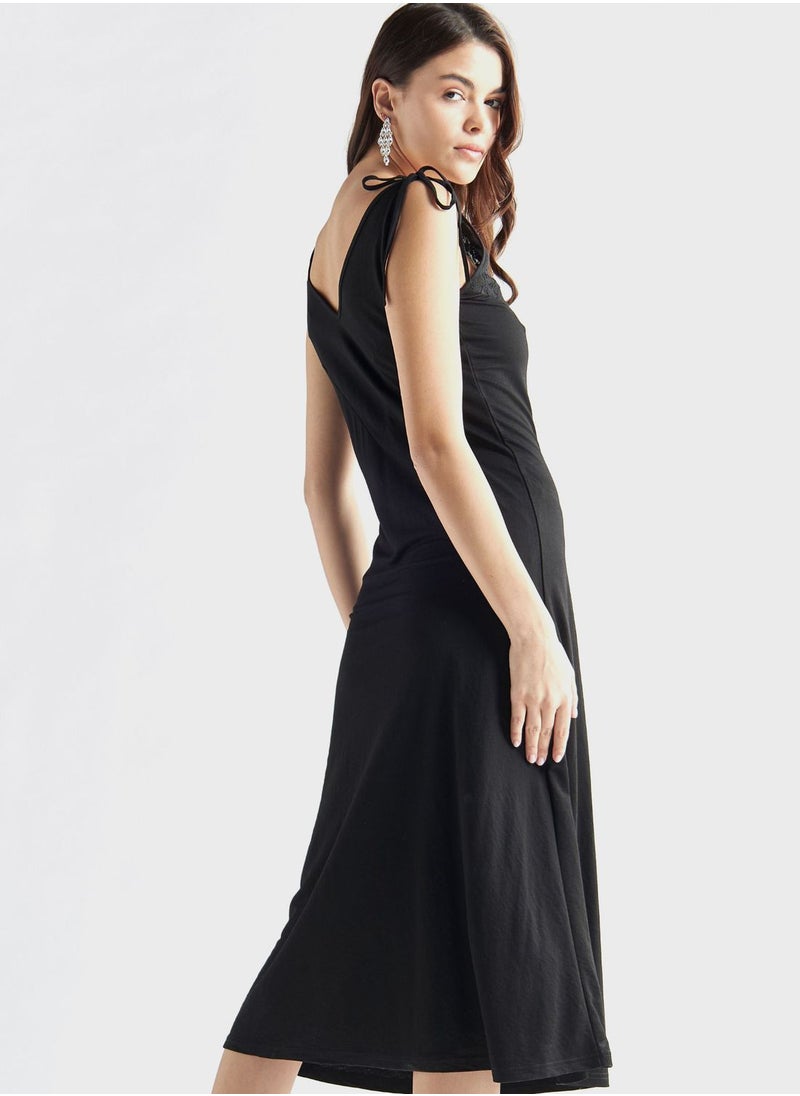 FAV - V-Neck Tie Detail Dress - Image 1