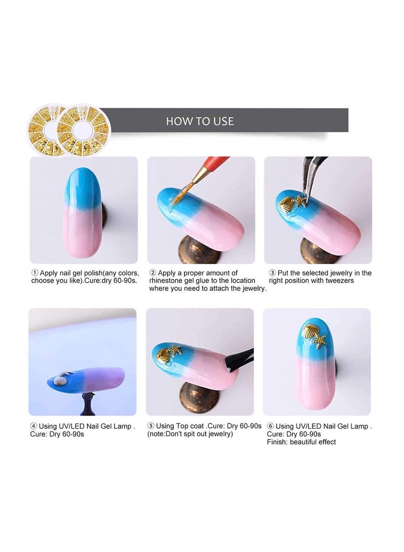 3D Nail Art Studs, Nail Jewelry, Mixed Nail Art Beads, Nail Art Rhinestones, Metal Gold Star Moon Sun Heart Accessories for DIY Nail Deco for Women Girl - DIY Nail Design Craft Decoration 8 Boxes - Image 3