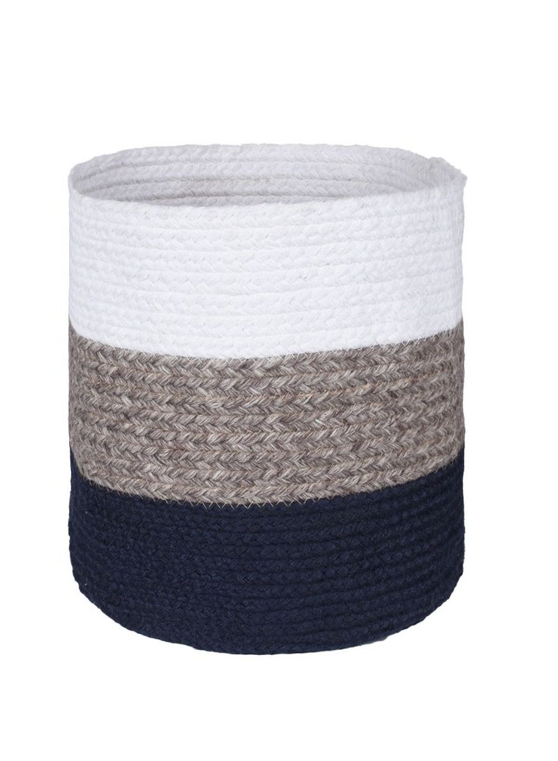 N & H Eco-friendly Handwoven Multipurpose Designer Baskets for Storage Organizer & Indoor Planters (White, Grey & Blue) - Image 2