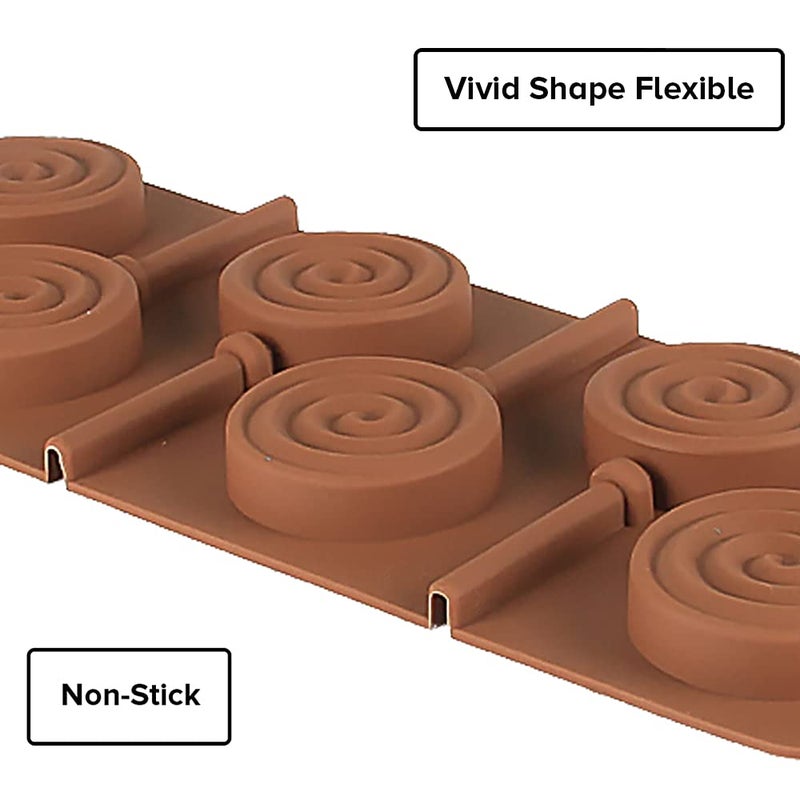 Fine Décor Finedecor Silicone Circular Loop Shape Lollipop Mould FD 3162 6 Cavities Brown  - Image 3
