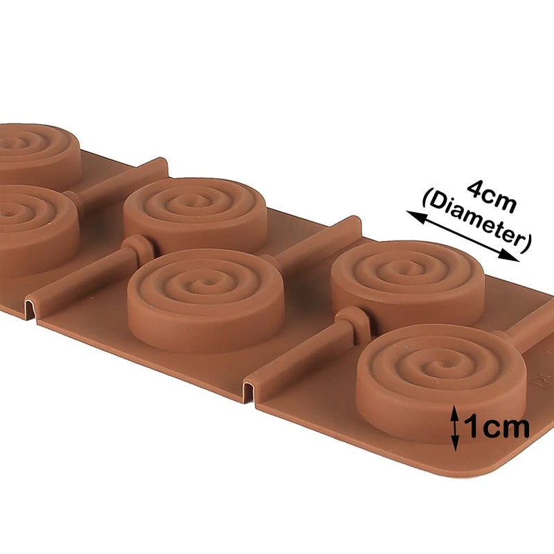 Fine Décor Finedecor Silicone Circular Loop Shape Lollipop Mould FD 3162 6 Cavities Brown  - Image 2