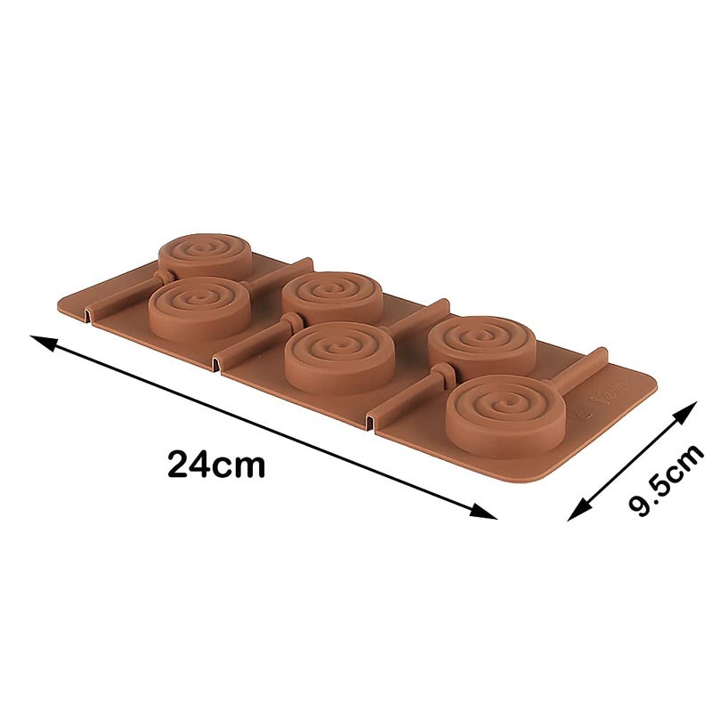 Fine Décor Finedecor Silicone Circular Loop Shape Lollipop Mould FD 3162 6 Cavities Brown  - Image 4