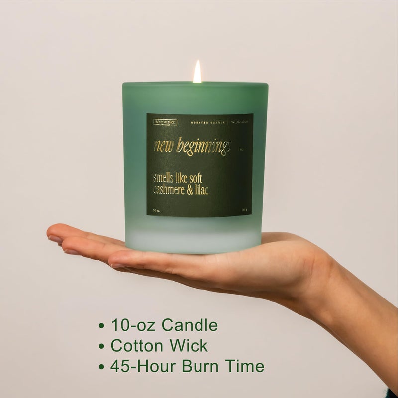 Benevolence LA شموع معطرة بداية جديدة من بينيفولنس LA | 10 أونص، 40-50 ساعة احتراق، شمعة منزل جديدة | هدايا تدفئة المنزل للنساء، الأصدقاء | فكرة هدية للترقية، التقاعد - نوتات من الكشمير والليلك - Image 3