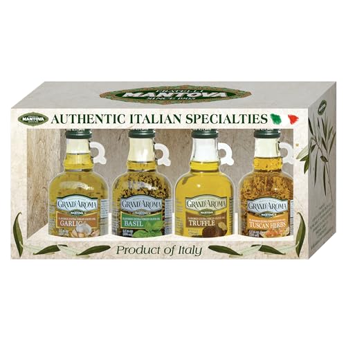 Mantova Grand’Aroma Flavored Extra Virgin Olive Oils, Variety Gift Set, made in Italy, cold-pressed, 100% natural, heart-healthy, for grilling, barbequing, smoking, and cooking, 8.5 oz - Image 1