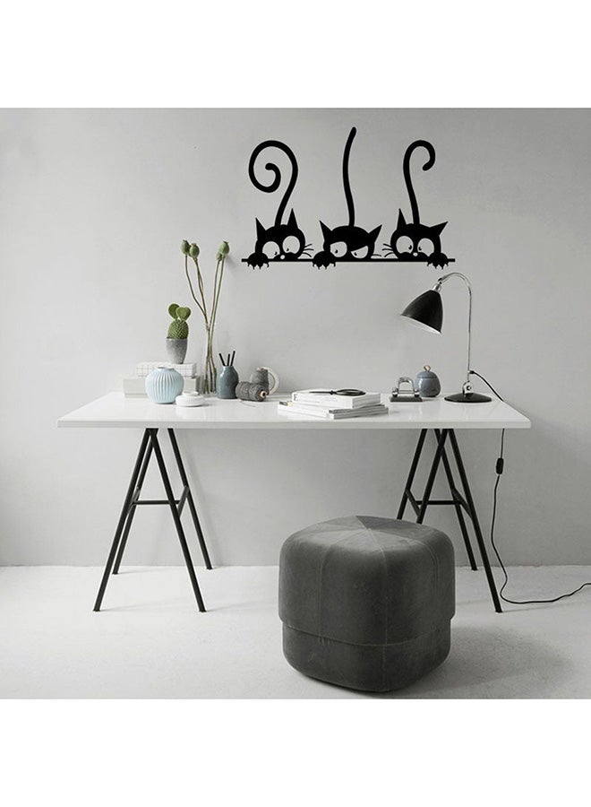 OUTAD Lovely Cute Three Big Eyes Cat Pattern Bedroom Wallpaper Sticker Black - Image 2