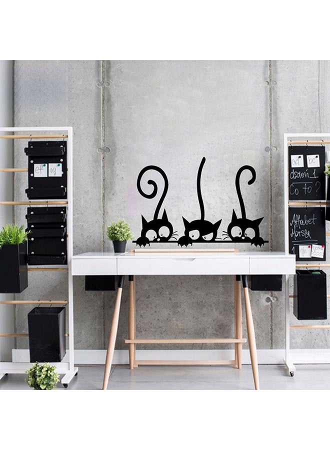 OUTAD Lovely Cute Three Big Eyes Cat Pattern Bedroom Wallpaper Sticker Black - Image 4