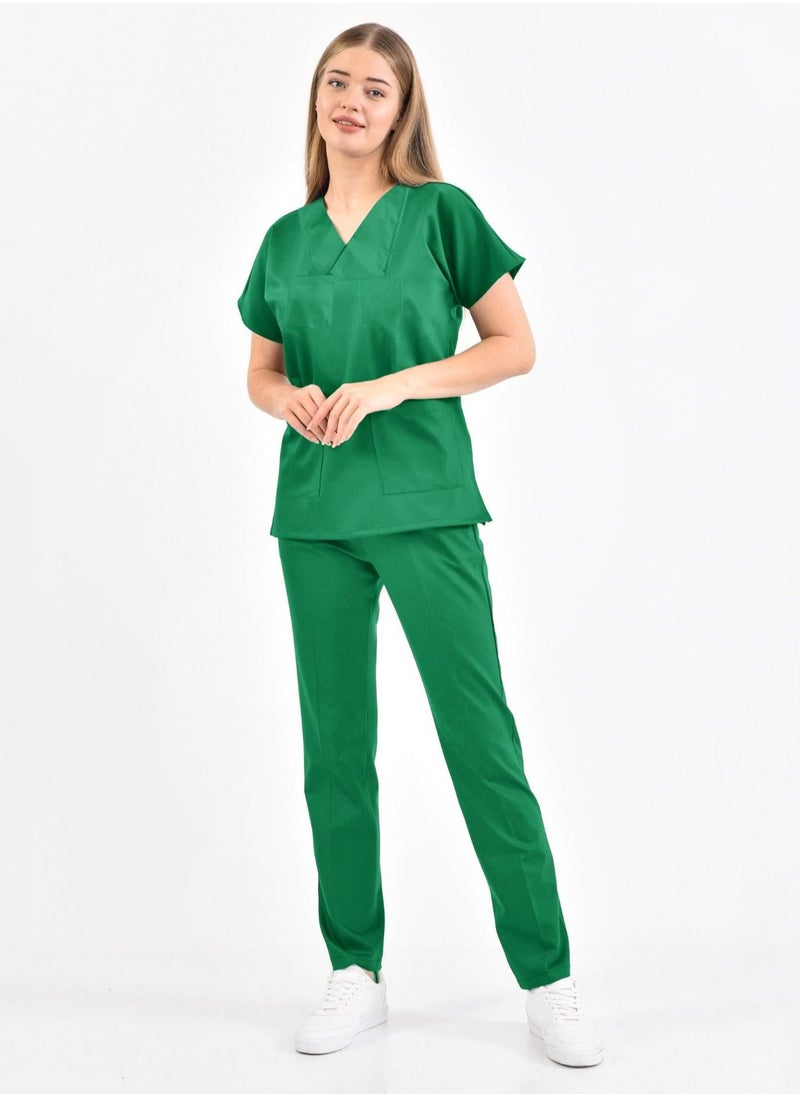 SPACEDOUT - Nursing Uniform Unisex And Reversable V Overlap Neck Swiss Style Scrub Set - Image 1