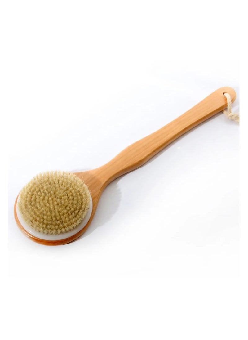 LIMOS Body Brush and Back Scrubber with Long Bamboo Handle - Brown  - Image 1