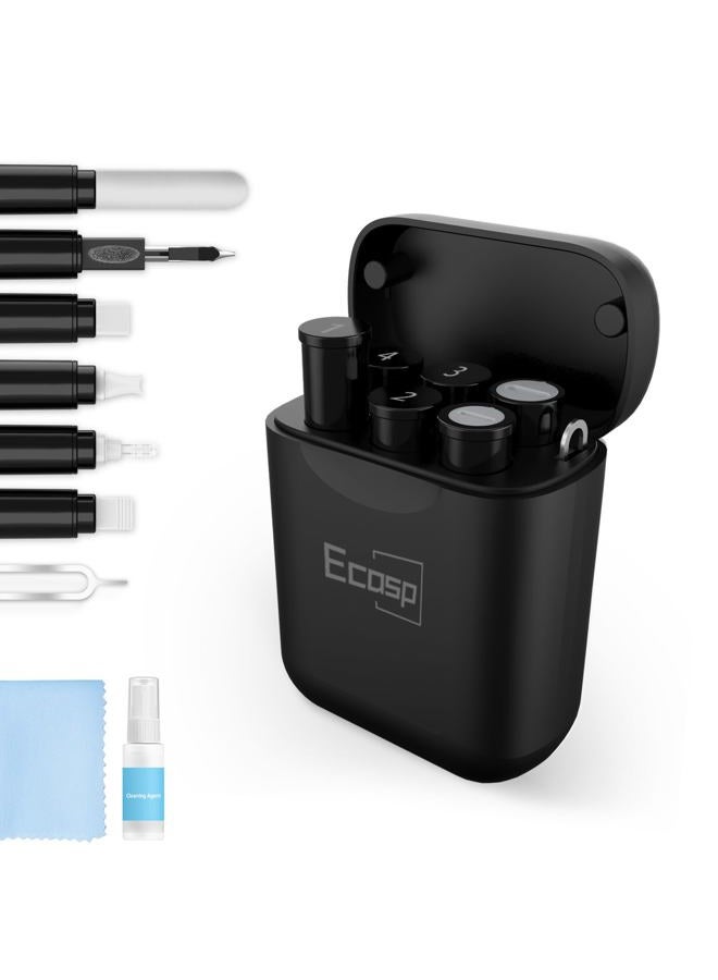 Ecasp iPhone Cleaning Kit, Multi-Tool AirPod Cleaner Kit, Cell Phone Cleaning Repair and Recovery iPhone and iPad (Type C)Charging Port, Lightning Cables and Connectors, Easy to Store and Carry（black) - Image 1