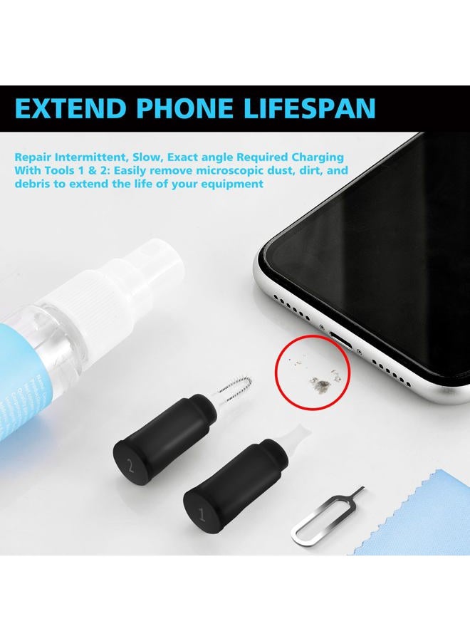 Ecasp iPhone Cleaning Kit, Multi-Tool AirPod Cleaner Kit, Cell Phone Cleaning Repair and Recovery iPhone and iPad (Type C)Charging Port, Lightning Cables and Connectors, Easy to Store and Carry（black) - Image 3