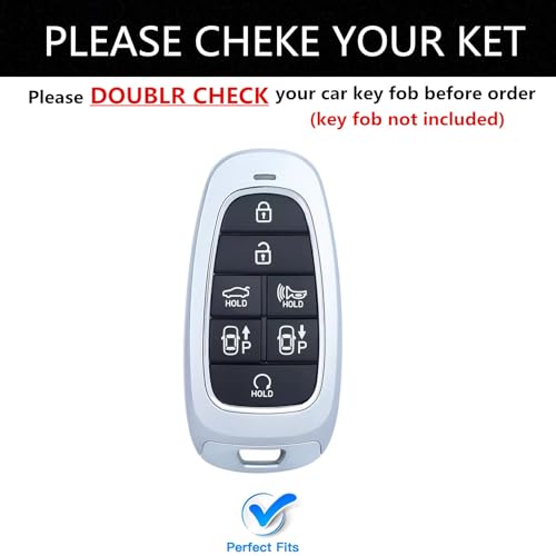 TALKMOON Key Fob Cover for Hyundai 7 Buttons Key Case,Heavy Key Shell Protector Keychain Accessories for 2024 2023 2022 Hyundai Sonata, Santa Fe, Nexo, Tucson, Palisade Key Fob (Model-B-Silver) - Image 2