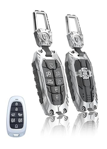 TALKMOON Key Fob Cover for Hyundai 7 Buttons Key Case,Heavy Key Shell Protector Keychain Accessories for 2024 2023 2022 Hyundai Sonata, Santa Fe, Nexo, Tucson, Palisade Key Fob (Model-B-Silver) - Image 1