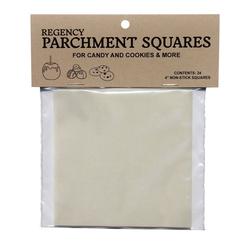Regency Wraps Parchment Paper Sheets For NonStick Candy and TreatMaking Greaseproof Parchment Paper Liners for Candy Making Air Fryer and Microwave safe White 4 x 4 inches 24 pcs Pack of 1