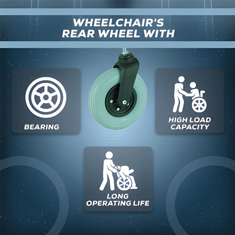 SMARTCARE 20 cm Diameter Electronic Wheelchair Front Wheel (Grey) - Enhance Your Mobility - Image 4