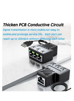ماركة غير محددة قسيم إيثرنت 1 إلى 3، قسيم شبكة مع كابل طاقة USB، محول قسيم الإنترنت Rj45 بسرعة 100 ميجابت في الثانية، واجهة LAN عالية السرعة لكابلات Cat5/6/7/8، توسيع الشبكة  - Image 2