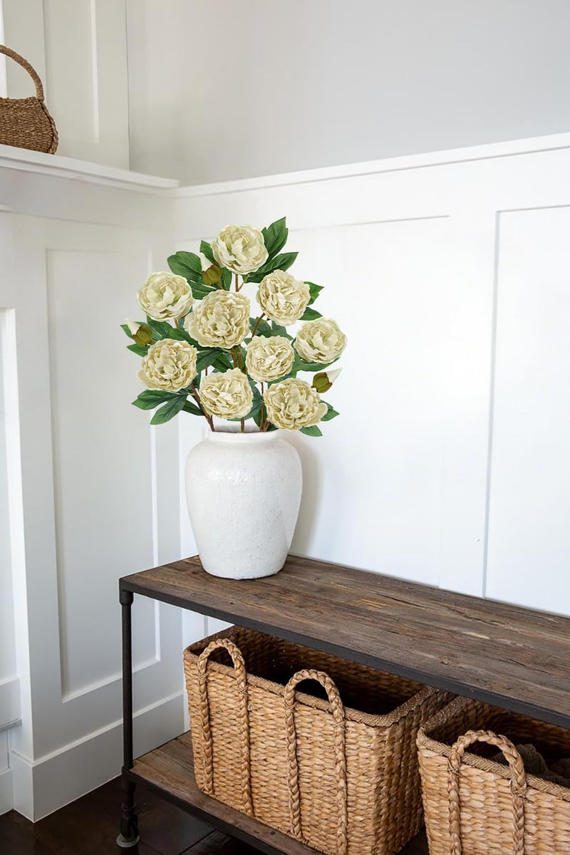 Briful 3 Pack Artificial Peony Flower 27.5" Tall White Silk Peonies Floral Stems Real Touch Faux Peony Flower for Wedding Bouquets Home Floral Arrangements Table Centerpieces DIY DÃ©cor - Image 5