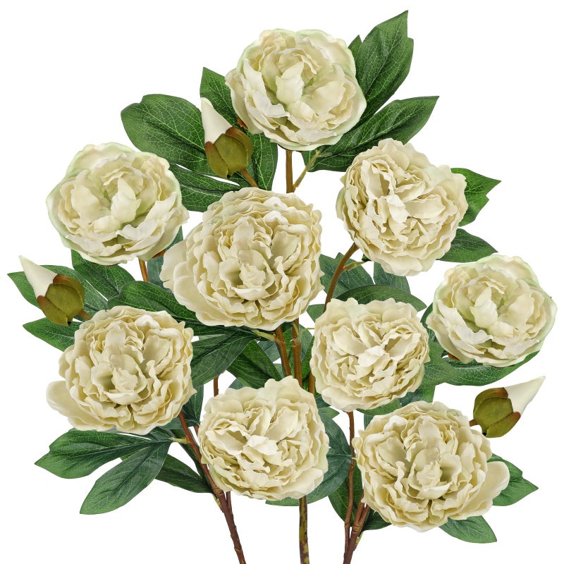 Briful 3 Pack Artificial Peony Flower 27.5" Tall White Silk Peonies Floral Stems Real Touch Faux Peony Flower for Wedding Bouquets Home Floral Arrangements Table Centerpieces DIY DÃ©cor - Image 1